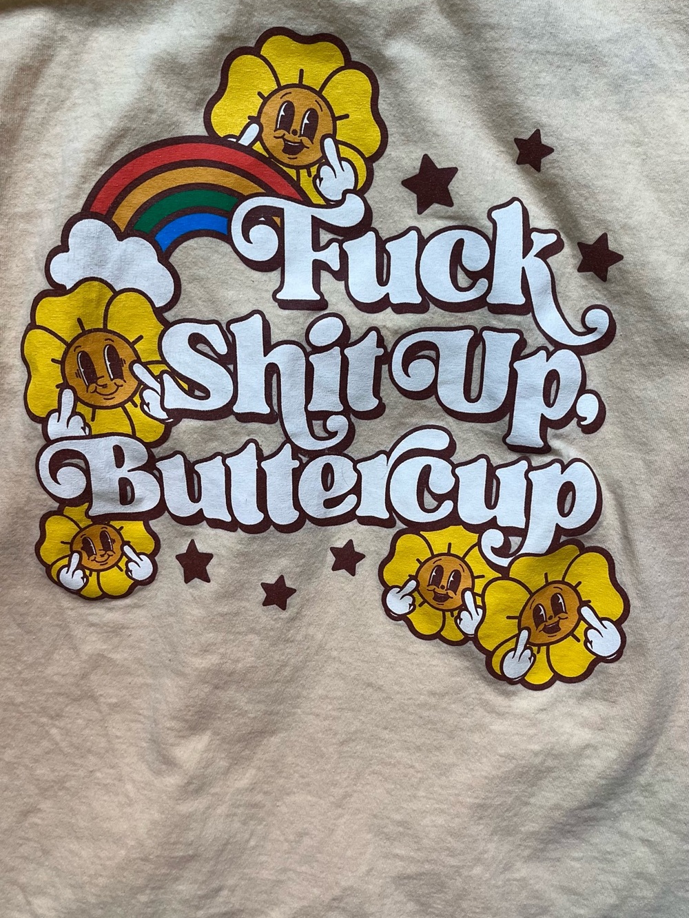 Vintage-Inspired Graphic Tee with Cheerful Yellow Flower Character